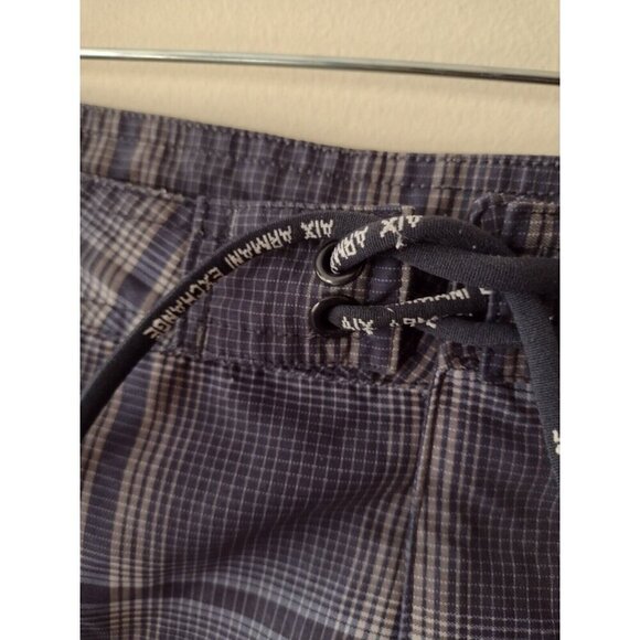 Armani Exchange A/X Hybrid Board Shorts Medium Blue Plaid Drawstring Swim Trunks - Picture 8 of 16